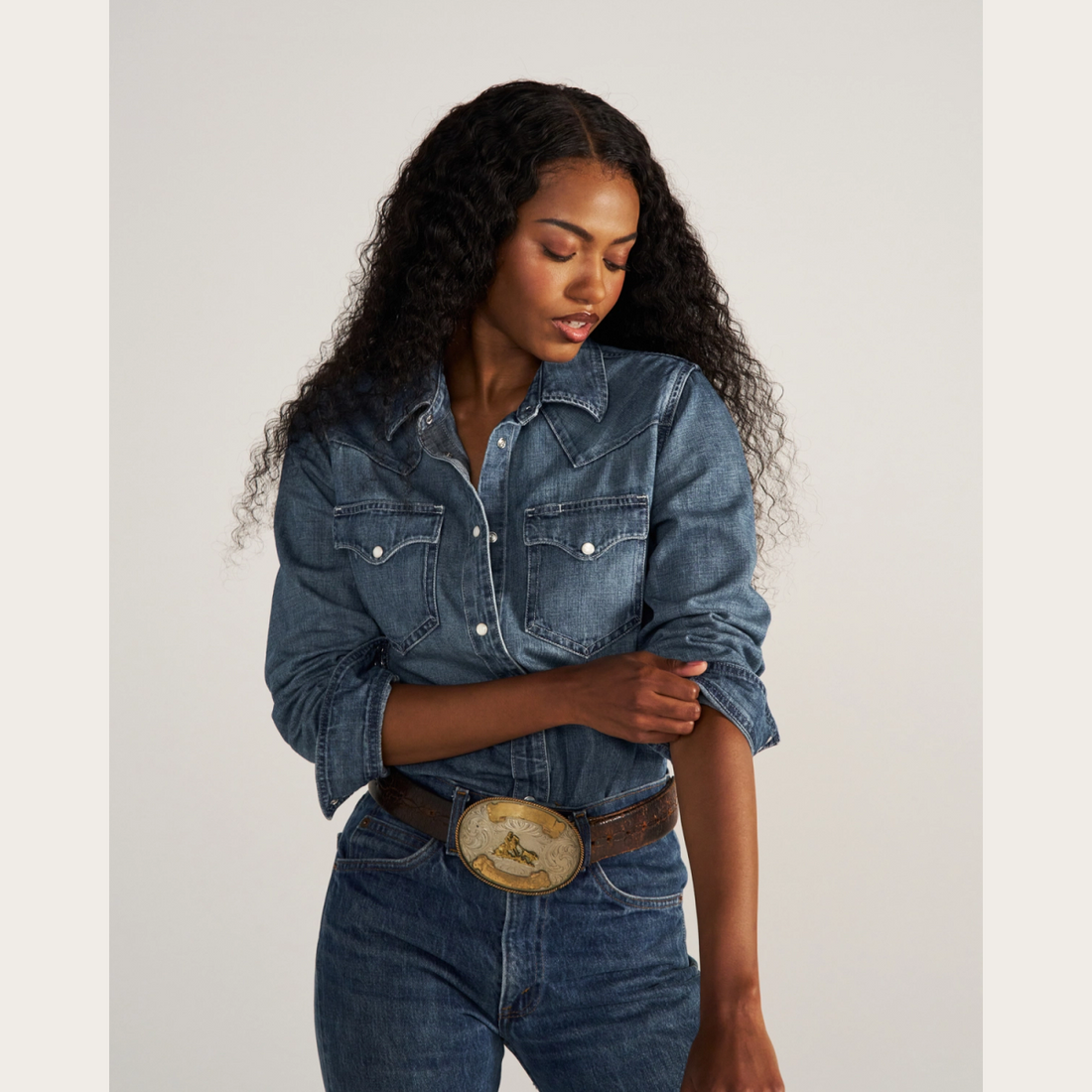 Women's Denim Pearl Snap