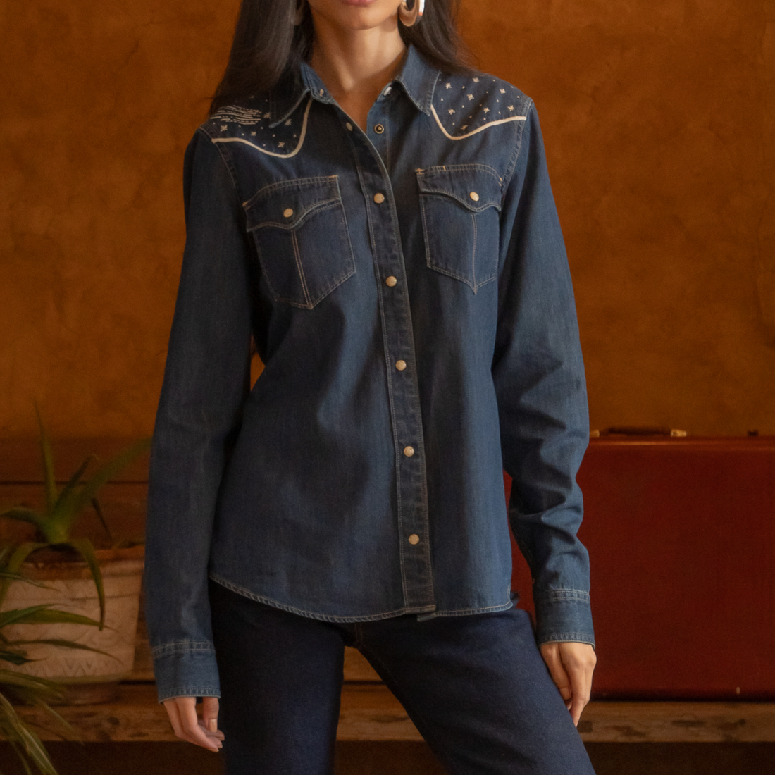 Tecovas x Mi Golondrina Denim Pearl Snap