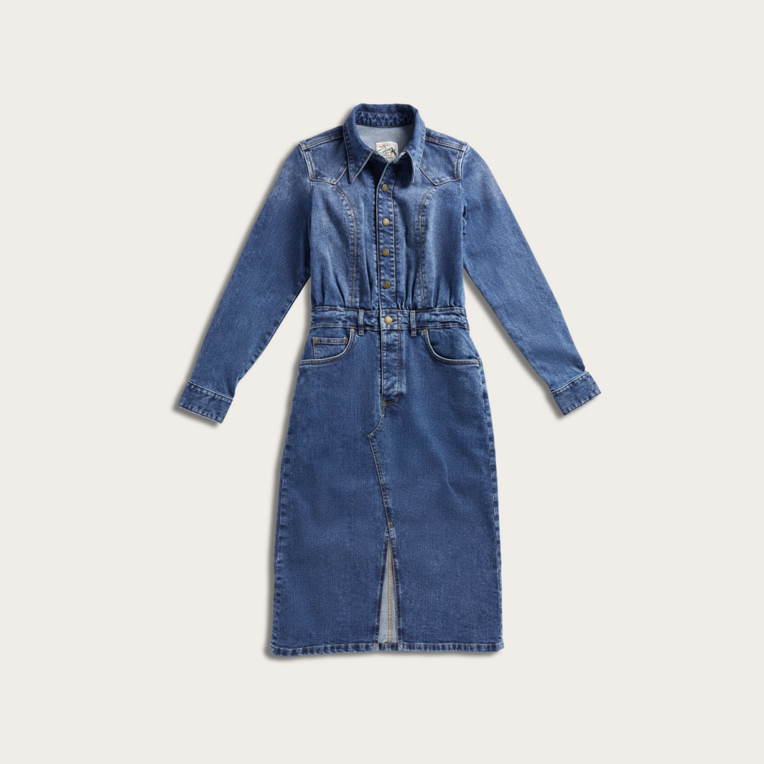 Women's Long Sleeve Denim Midi Dress